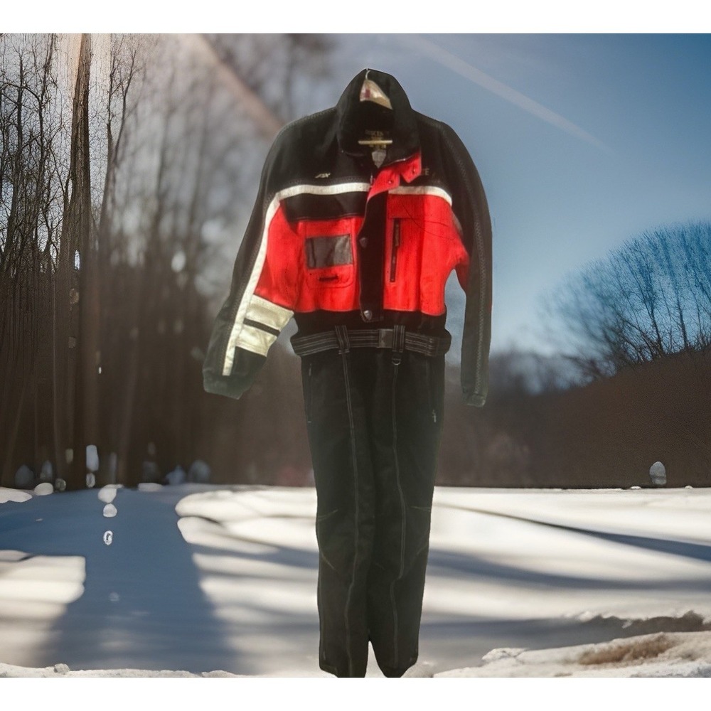 Descente Ski Suit Snowsuit Womens Xl Snow Bib Vtg Jumpsuit + Snow Trax
